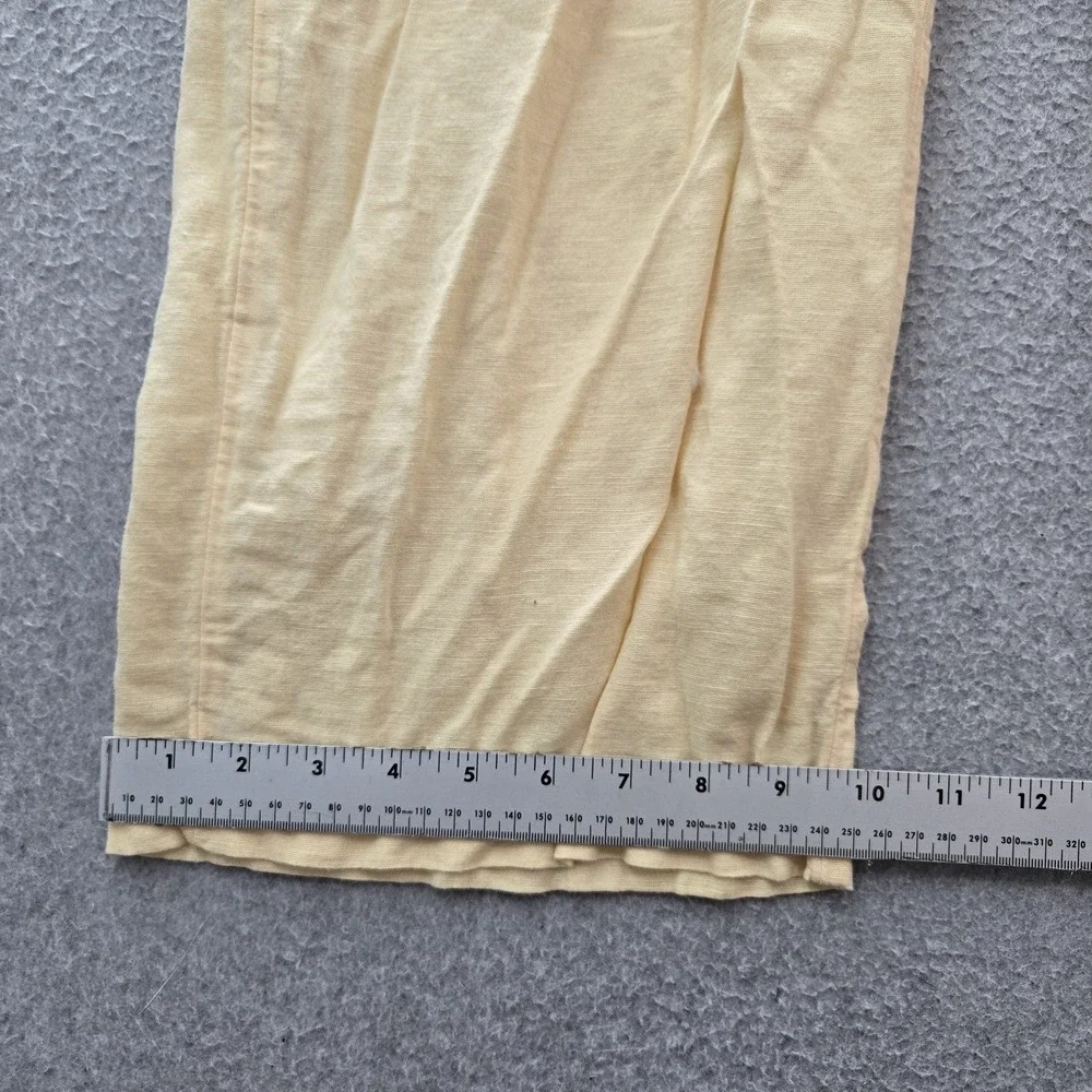 American Eagle Outfitters Women Jumpsuit L Yellow Cotton Linen Tie Coastal Beach